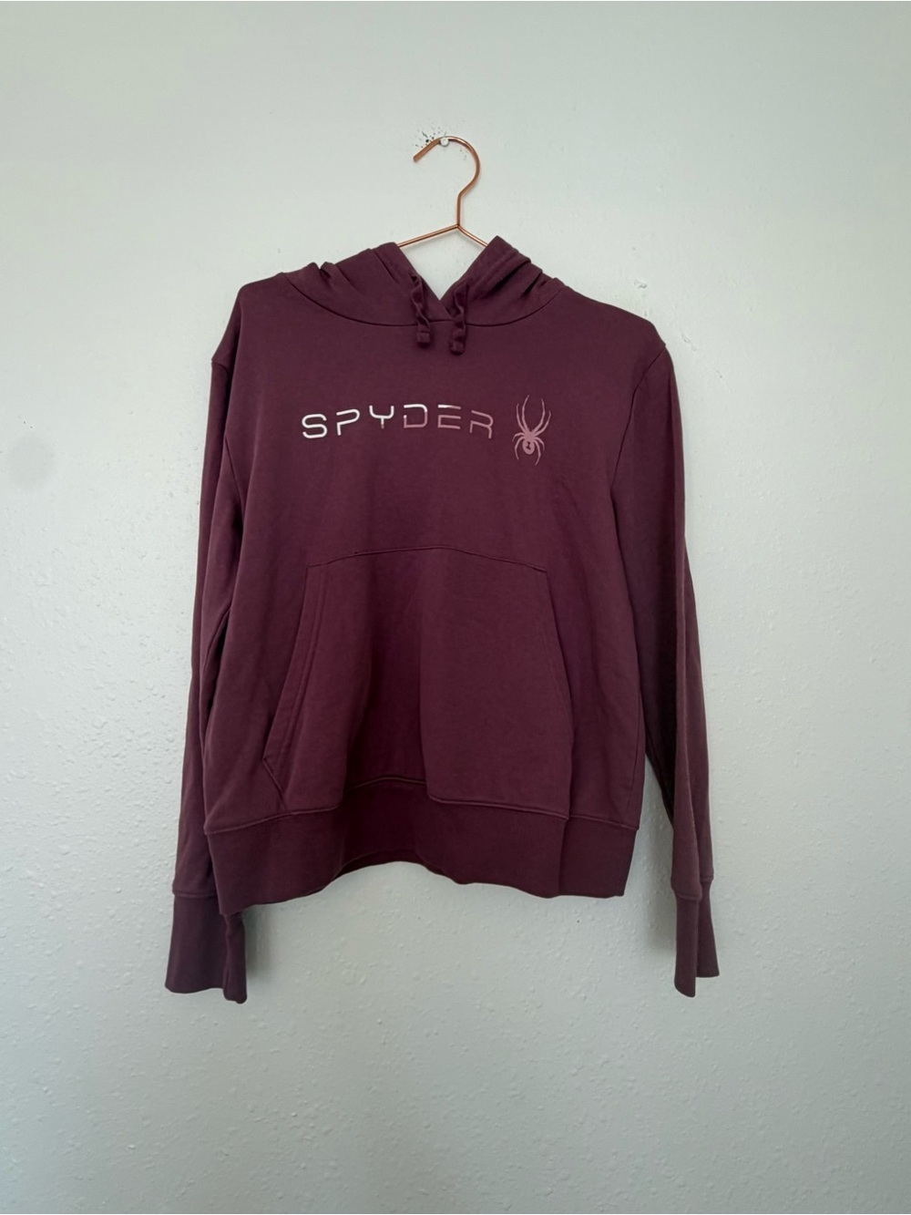Spyder Women's dusty pink Crewneck Hoodie with Logo kangaroo pouch